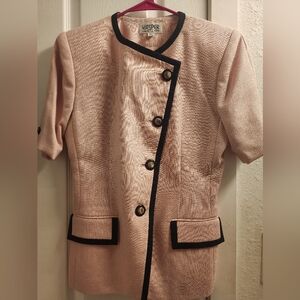 Kasper Women's Pink Jacket with Black Trim